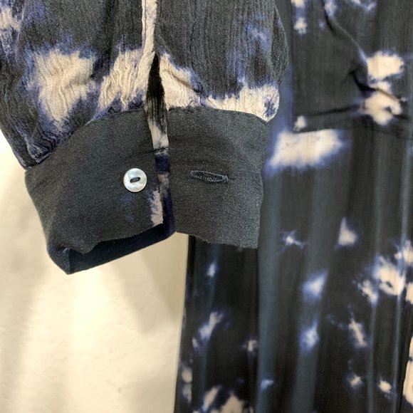 Zara Tunic Womens L Button Down Crinkle Tie-Dye Long Sleeve Pockets Loose Fit - Picture 6 of 13